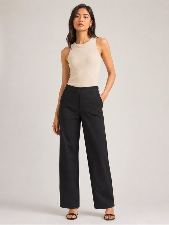 Weekend MaxMara Pants - Weekend MaxMara Twill Knit Wide Leg Trousers Women Size 8 Flat Front Black